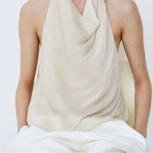 Cream Shell Drape Halter Top